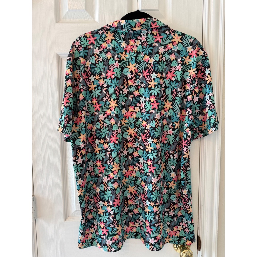 Chubbies The Bloomerang Performance Polo Mens Large Tropical Golf Shirt Stretch - Picture 3 of 4